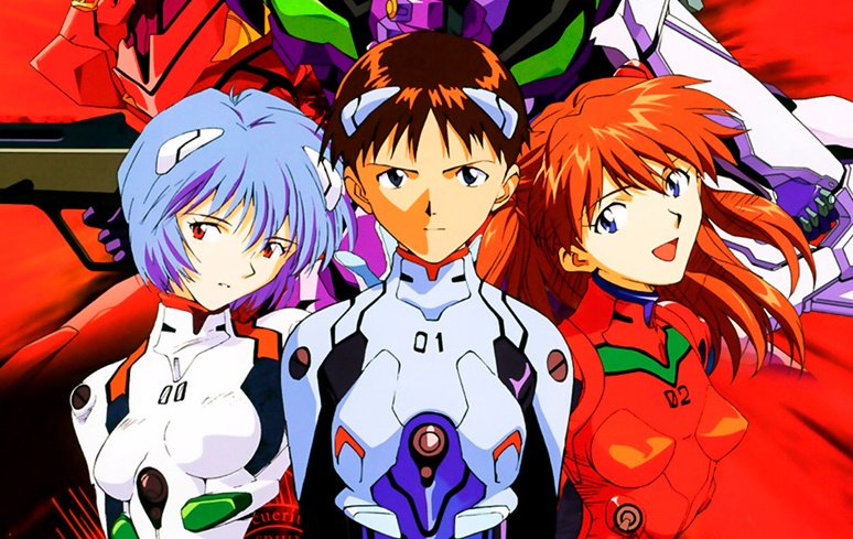 Imagem: Rei, Shinji e Asuka em Evangelion.