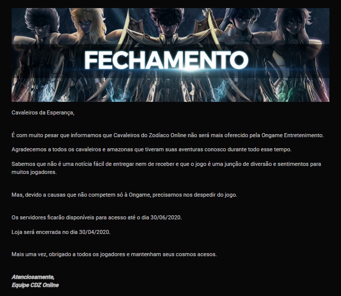 Os Cavaleiros do Zodíaco: lançado no Brasil, 'Saint Seiya Online' será  encerrado em junho