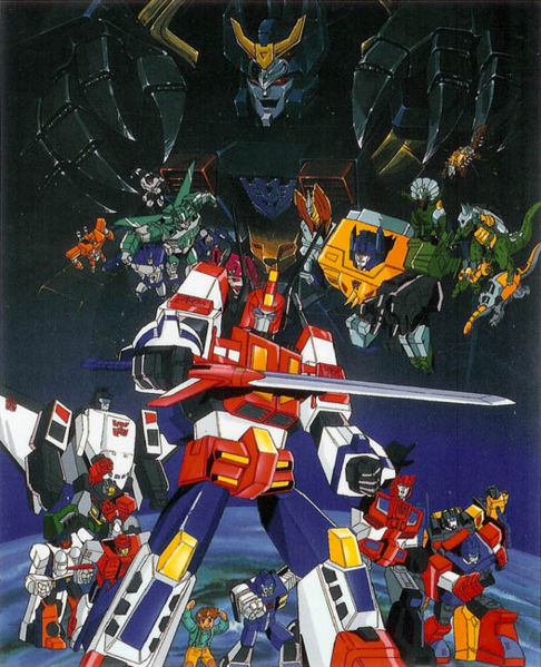 Pôster de desenho japonês de Transformers
