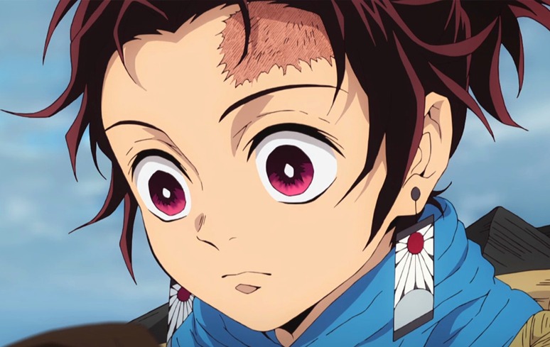 Imagem: Tanjiro surpreso em 'Demon Slayer: Kimetsu no Yaiba'.