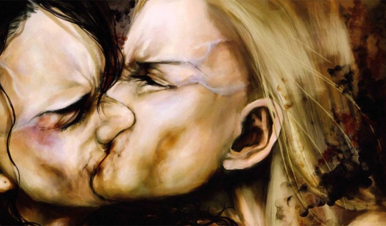 Imagem: As mulheres de beijando em 'Gunjô'.