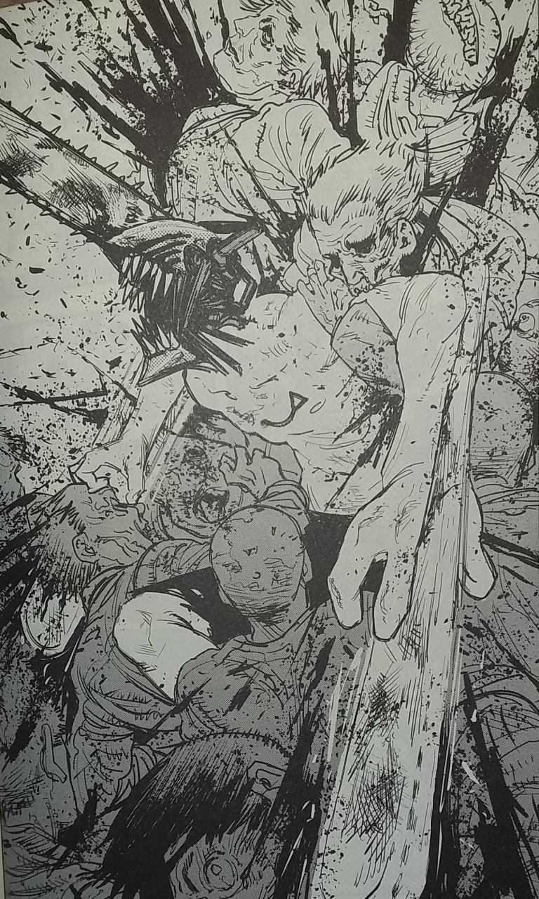 Imagem: Quadro cheio de gore de 'Chainsaw Man'.