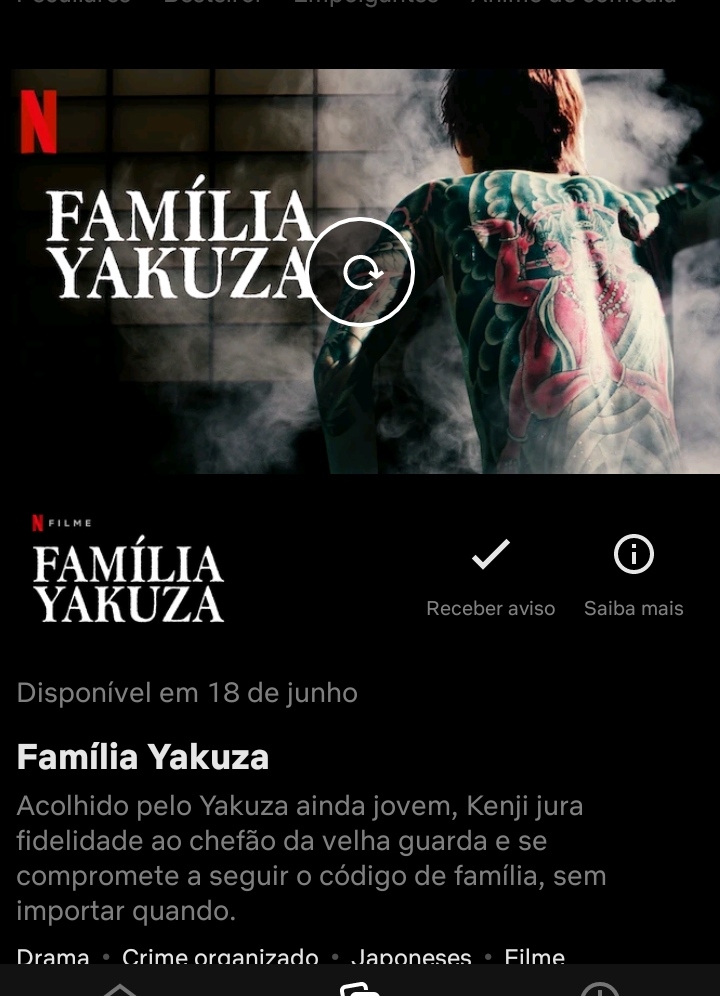 Imagem: Tela de 'Família Yakuza' na Netflix.