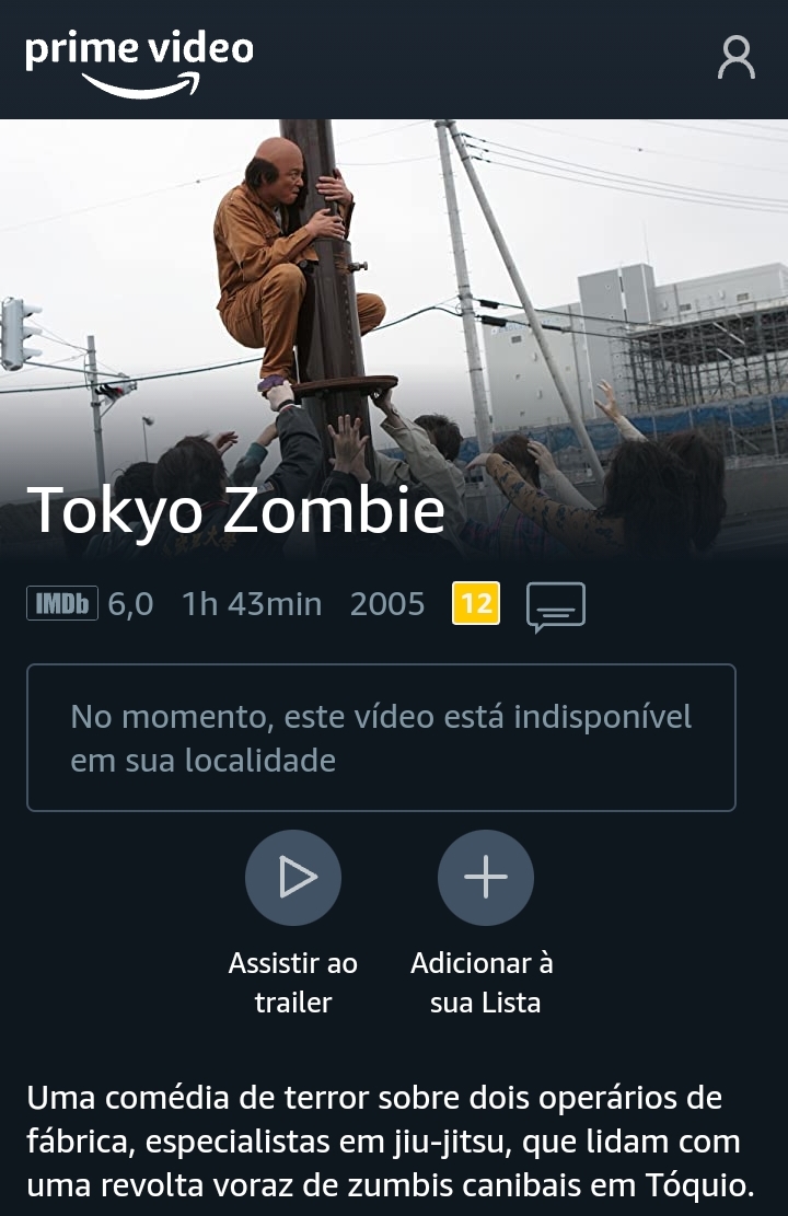 Imagem: Tela de 'Tokyo Zombie' no Prime Vídeo.