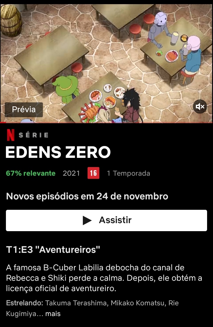 Imagem: Edens Zero na Netflix.