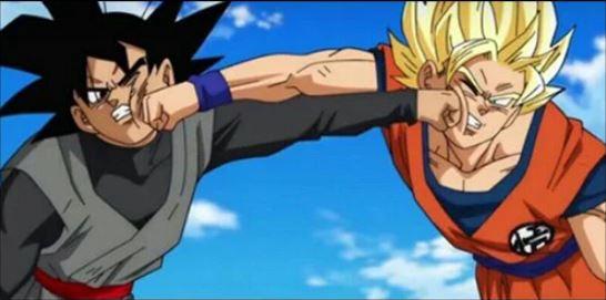 Imagem: Sósia de Goku e Goku fazendo cross-counter.