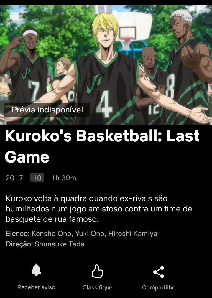 Kuroko no Basket: Filme estreia em novembro na Netflix