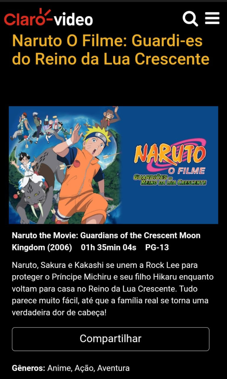 Naruto: Filmes clássicos chegam dublados na Claro Video