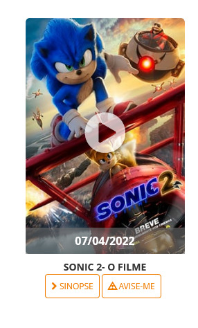 Imagem: Captura de tela de 'Sonic 2' na aba de "próximos lançamentos" do Kinoplex, com data marcada em 7 de abril.