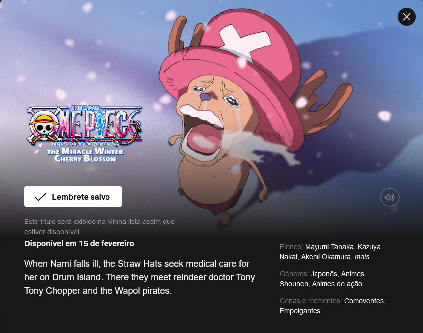 Novos episódios e filmes dublados de One Piece na NETFLIX