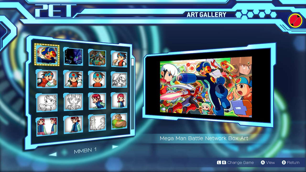 imagem: galeria de ilustrações presente na primeira coletânea de Mega Man Battle Network