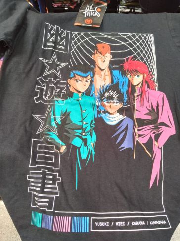 Imagem: Camiseta preta com os 4 personagens de Yu Yu Hakusho.