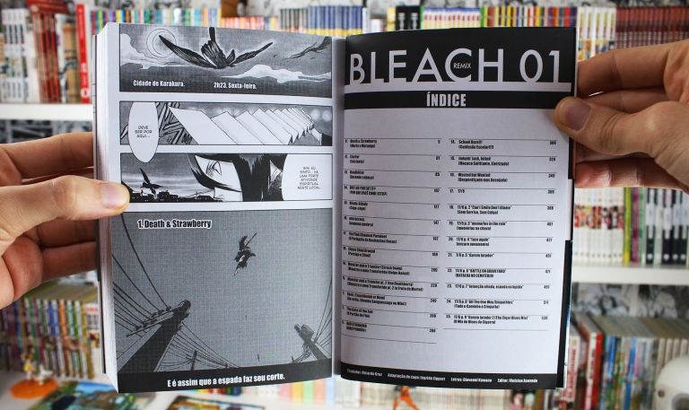 imagem: páginas de índice de capítulos do mangá Bleach Remix Volume 1