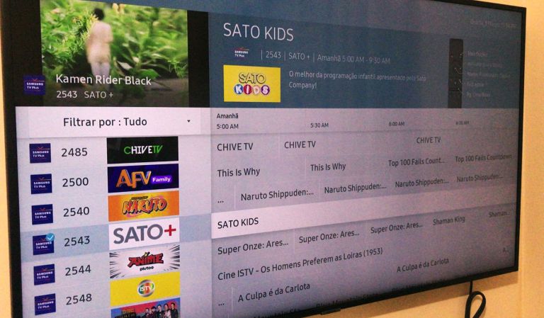 imagem: tela exibindo programação do canal Sato+