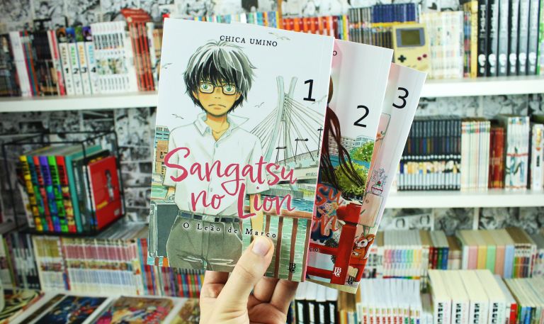 imagem: capas dos volumes 1 a 3 do mangá Sangatsu no Lion