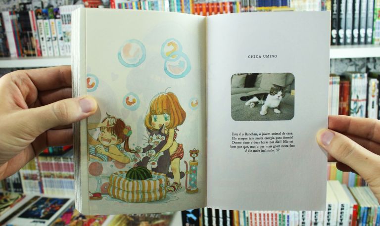 imagem: contracapa e página de pôster do vol. 2 do mangá Sangatsu no Lion